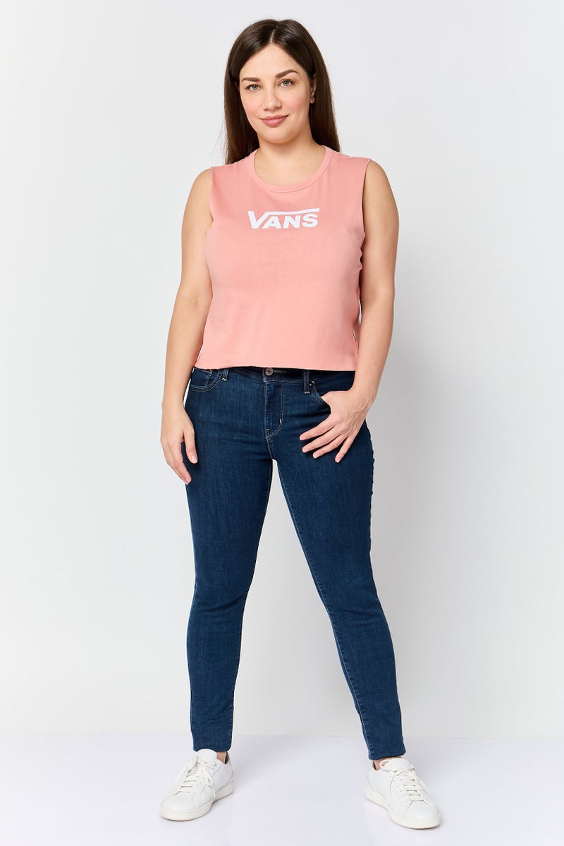 VANS Women Round Neck Sleeveless Brand Logo Tank Top, Rose Dawn - Image 2